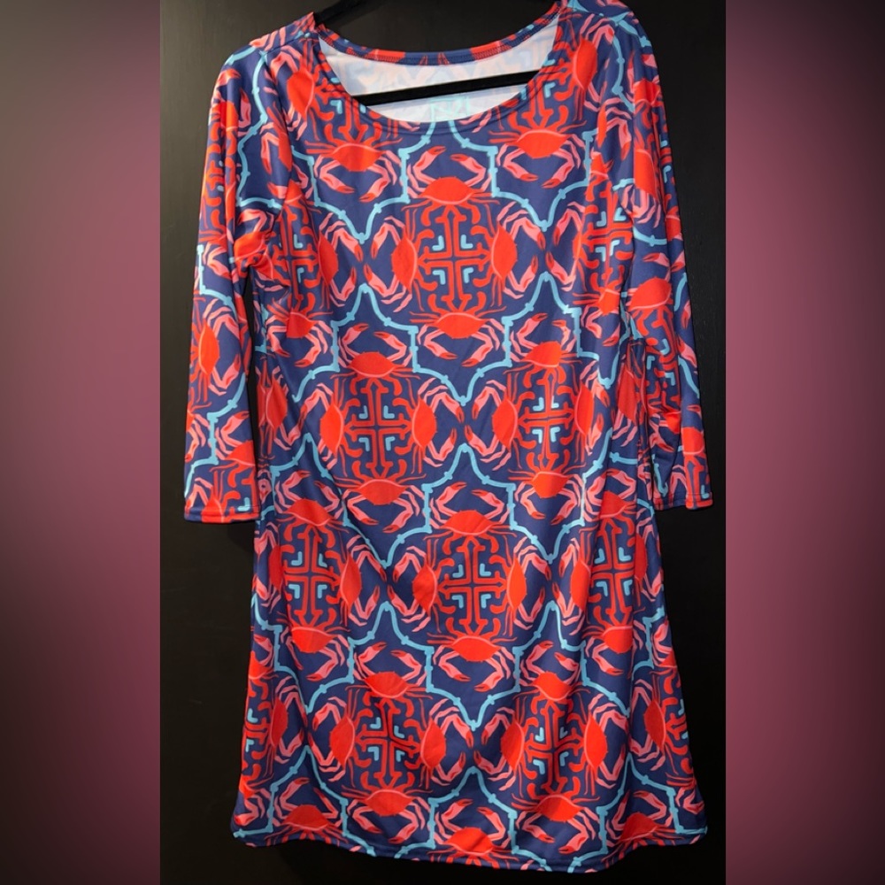 Emily McCarthy UPF 50 Beach Pool Cruise Crab Ocean Print Dress Size 3 - large